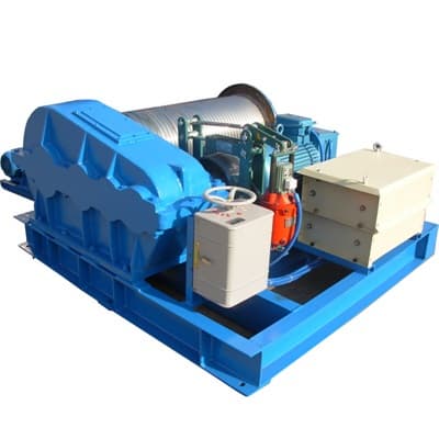 High speed electric double drum rope pulling winch